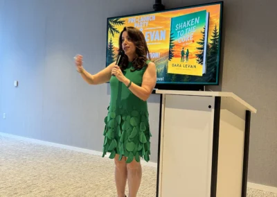 Shaken to the Core book launch party, Dara speaking